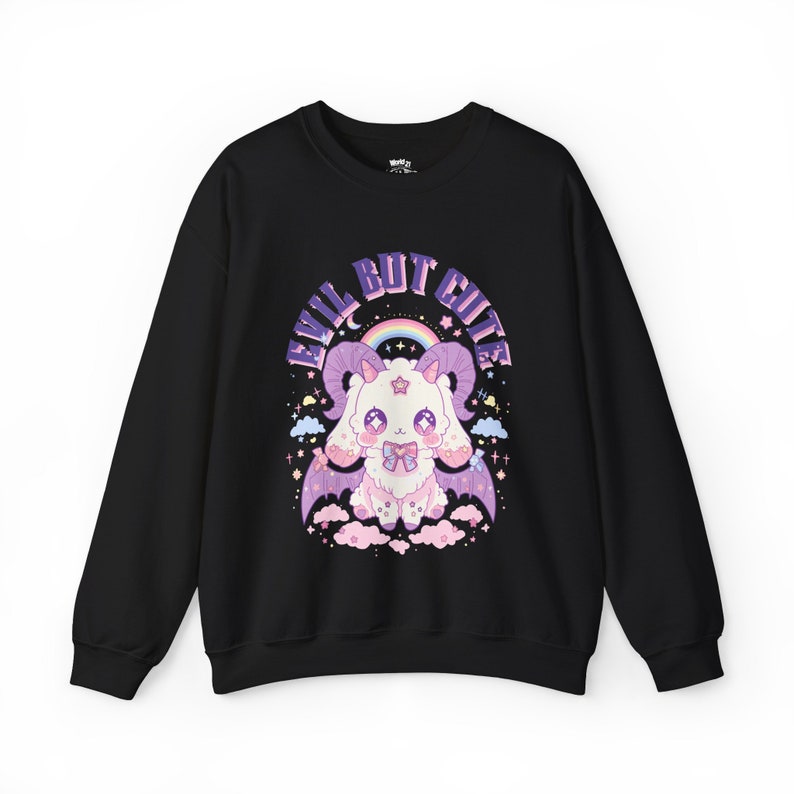 Pastel Goth Skull Cat Sweatshirt | Pastel Goth, Kawaii Clothes, Harajuku Clothing, Kawaii Goth, Creepy Cute Sweatshirt, Witchy, Yami Kawaii, S to 5XL, Plus Size Clothing, Unisex Shirt, Graphic T-shirts, Gift For Her, Gift For Him, E Girl Clothing