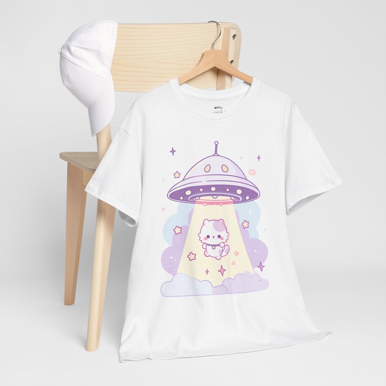 UFO Cat T-Shirt | Pastel Goth, Kawaii Cat Shirt, UFO Shirt, Kawaii Clothes, Harajuku Clothing, Kawaii Goth, Funny Cat Shirt, Cat Lover Gifts, S to 5XL, Plus Size Clothing, Unisex Shirt, Graphic T-shirts, Gift For Her, Gift For Him, E Girl Clothing