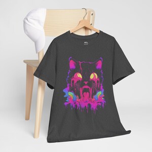 Trippy Cat T-Shirt |  Trippy Shirt, Vaporwave, Rave Gear Shirt, Psychedelic, Weirdcore Shirt, Neon Aesthetic, Alt Clothing, Grunge Clothes, S to 5XL, Plus Size Clothing, Unisex Shirt, Graphic T-shirts, Gift For Her, Gift For Him, E Girl Clothing