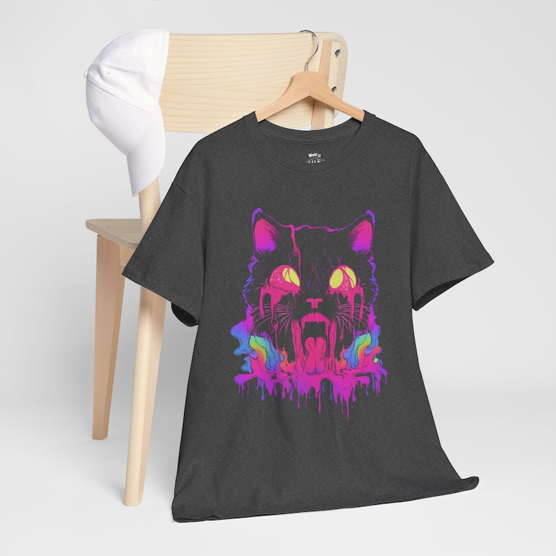 Trippy Cat T-Shirt |  Trippy Shirt, Vaporwave, Rave Gear Shirt, Psychedelic, Weirdcore Shirt, Neon Aesthetic, Alt Clothing, Grunge Clothes, S to 5XL, Plus Size Clothing, Unisex Shirt, Graphic T-shirts, Gift For Her, Gift For Him, E Girl Clothing