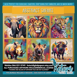 Abstract Safari Animals - Textured Painted Background - Soft Tones