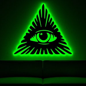 Illuminati Sign, Evil Eye Sign, Third Eye Wall Art, Eye of Providence Art, Masonic, Wall Hanging, Eye Sign, Night Light, Led Sign, Wall Art