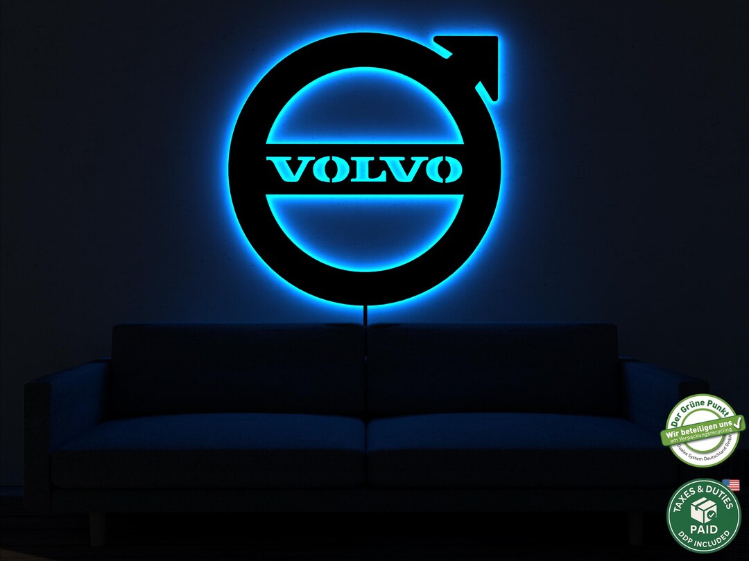 Volvo Led Sign Volvo LED Sign, Wood Car Logo Light, RGB Garage Wall Art, Custom ...