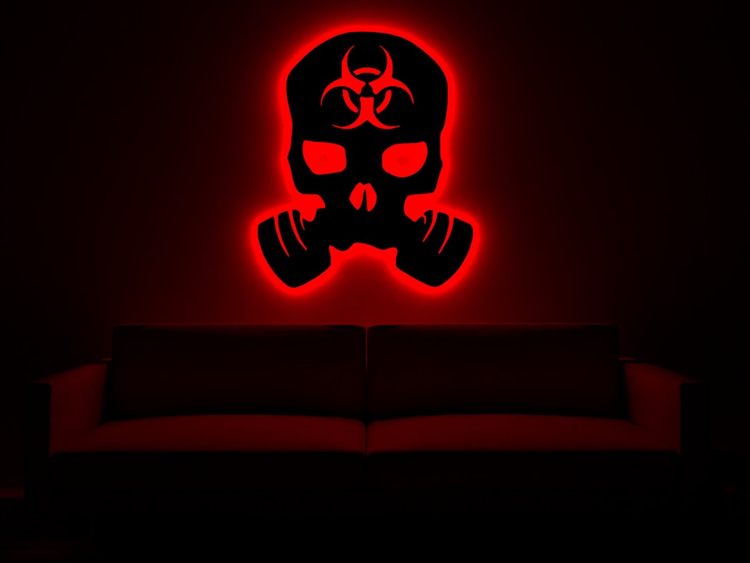 Led Toxic Sign Toxic Led Wall Decor, Warning Symbol Mask, Yellow Black Infection ...