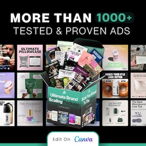 1000+ Ultimate Brand Scaling Package, Photo Ad Template, Facebook Ads, Marketing Ad Templates, E-mail Marketing, Instagram Ads, TikTok Ads