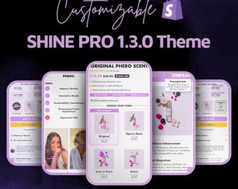 Tema Shine Pro 1.3.0, Tema Shopify Premium, Shopify per Imprenditori, Ottimizzato per SEO, Personalizzabile, Responsive