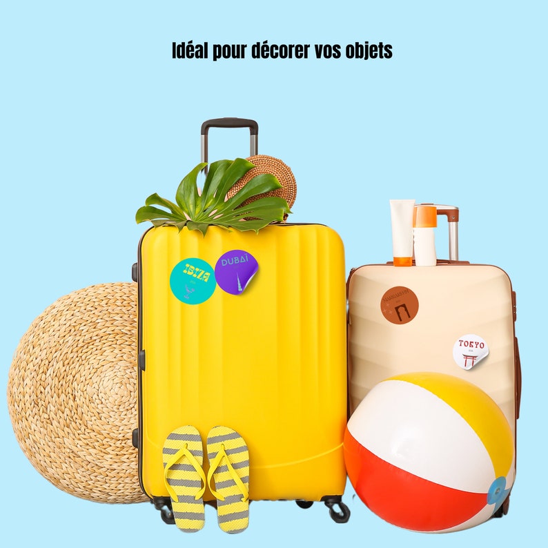 Set of 10 Canva Models of Downloadable and Customizable Travel Stickers