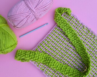 Learn to crochet, crochet summer tote bag, simple crochet set, DIY crochet kit, easy crochet, learn crochet, how to crochet, crochet bag kit