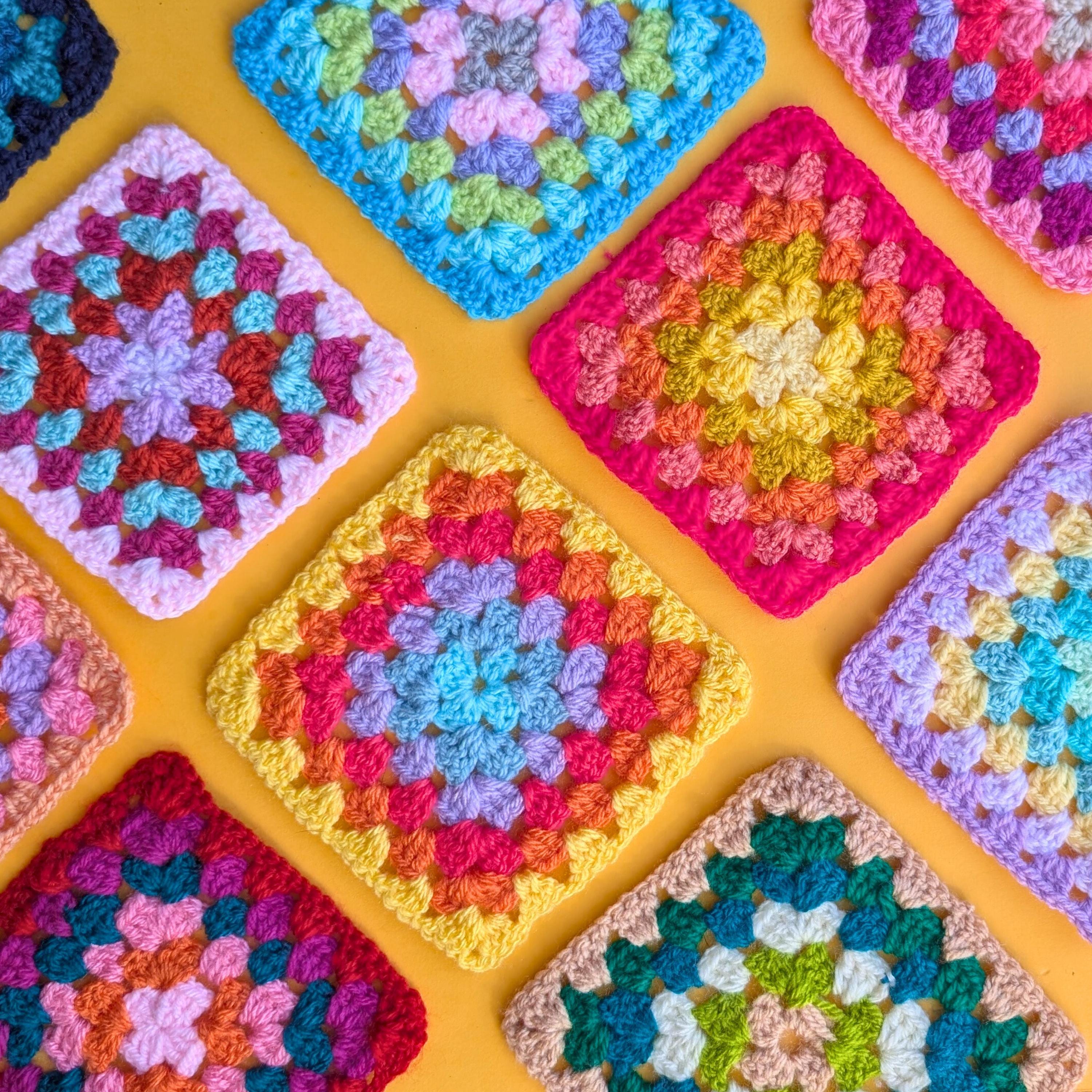 Beginner Crochet Granny Square Kit Includes Yarn, Hook & Video