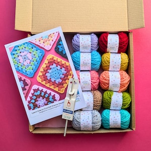 Beginner Crochet Granny Square Kit: Includes Yarn, Hook & Video Tutorials