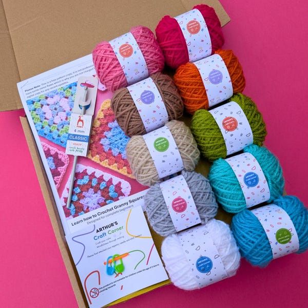 Beginner Crochet Granny Square Kit: Includes Yarn, Hook & Video Tutorials