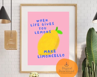 Limoncello Kitchen Wall Art | Cocktail Bar Cart Poster | Lemon Print | Digital Download