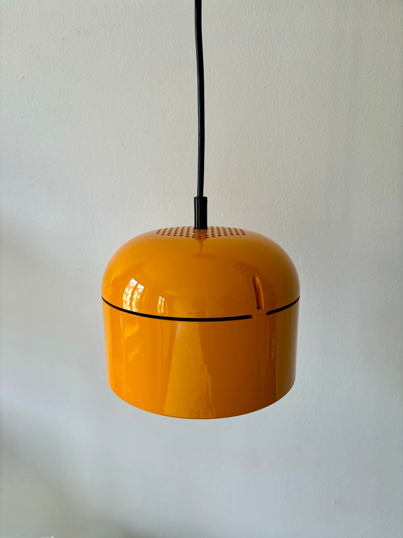 Staff Leuchten Arnold Berges Duo, Vintage Pendant Lamp, Space Age, 70s, Mid Century, Industrial design, Germany, 1970s, Orange Lamp Bild 3