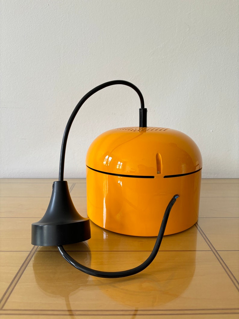 Staff Leuchten Arnold Berges Duo, Vintage Pendant Lamp, Space Age, 70s, Mid Century, Industrial design, Germany, 1970s, Orange Lamp Bild 8