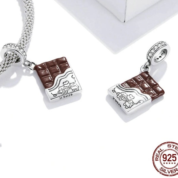 Chocolate Couple Bear Love 925 Sterling Silver Charm Pendant fit Original Bracelet Making Valentine's Day Gift handmade charms