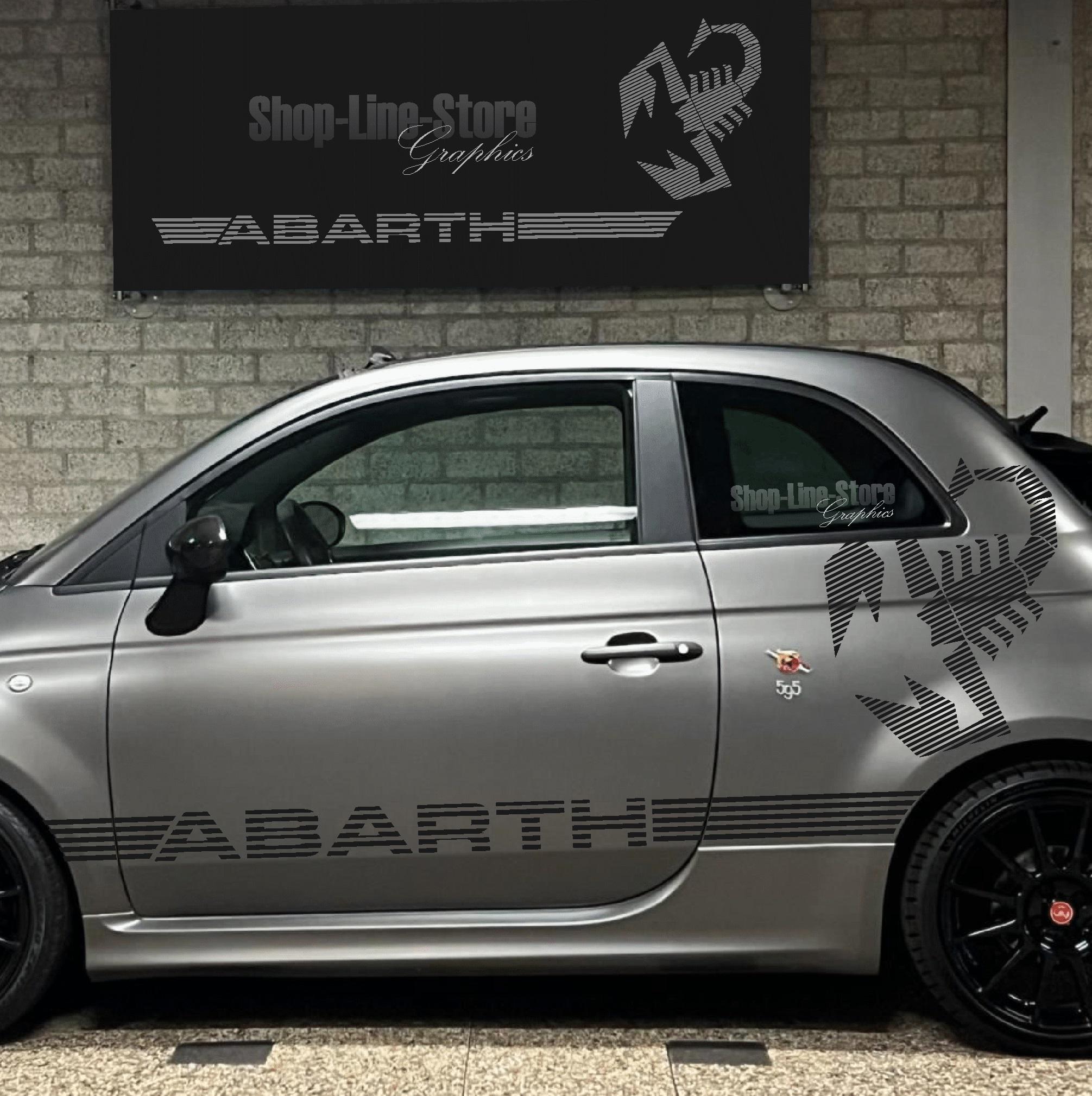 Red Adhesive Side Strips For Fiat 500 Abarth 595 - 12cm High - Wrappointroma