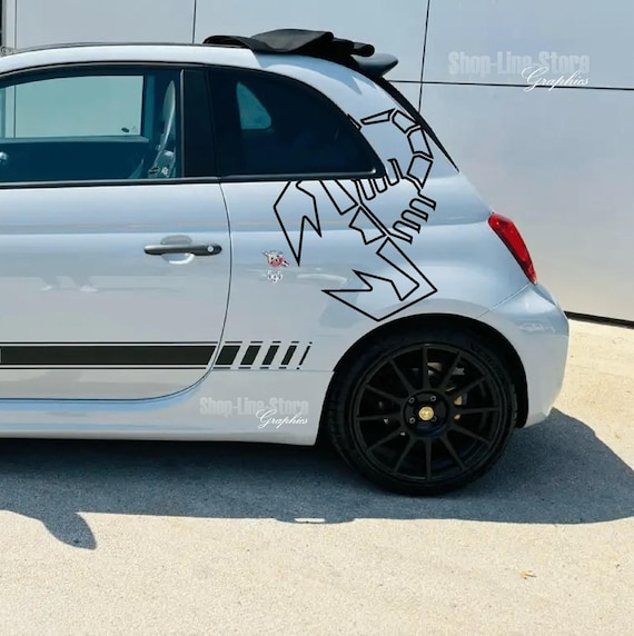 Stripe Abarth 200x34mm Kit De 2 Autocollants Abarth Stripe Pour Fiat 500 - Bandes Décoratives 200mm X 34mm Stickers Euro 2024