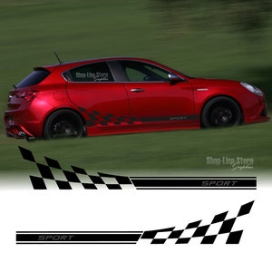2 opaski samoprzylepne Sports Chesboard kompatybilne z samochodami Alfa Romeo Giulietta