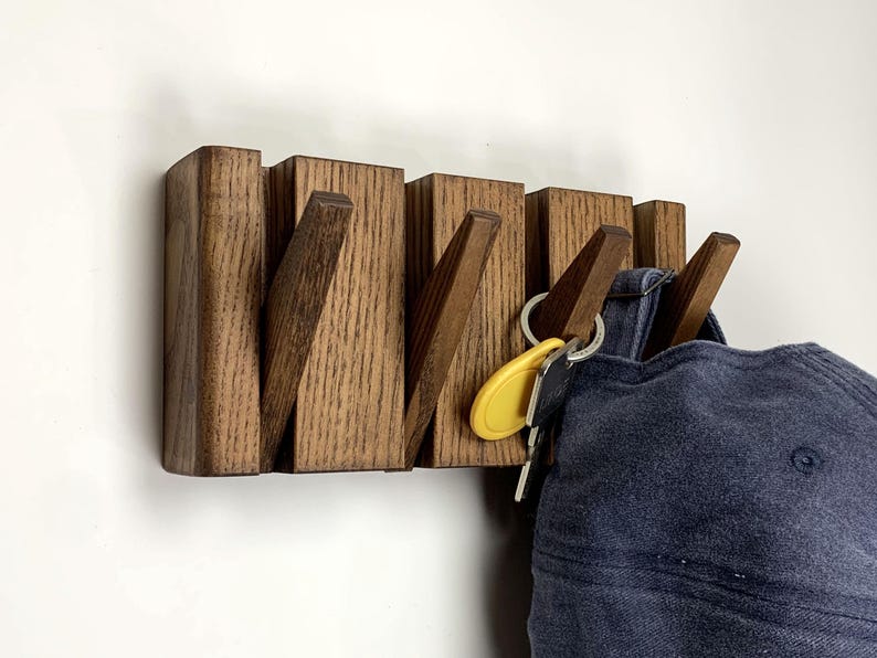 Wood Key Rack | Modern Flip Down Key Hook Organizer | Wooden Key Holder ...