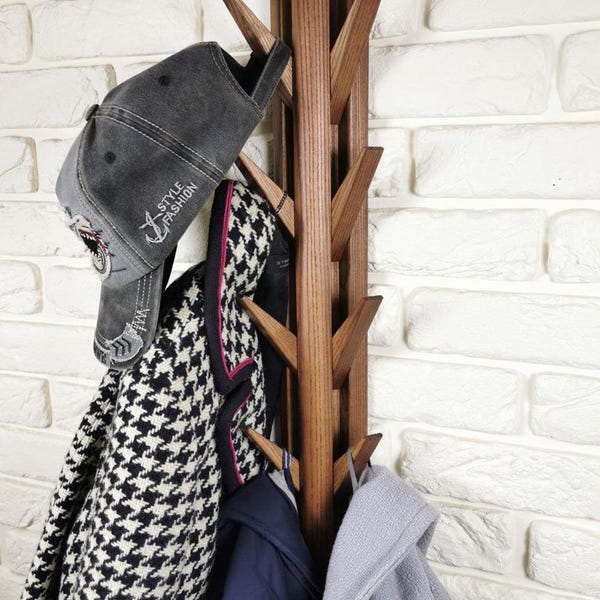 Jacke und Winterkleidung Organizer, Holzgarderobe für die Wand, Vertikale Wandhaken für den Eingangsbereich