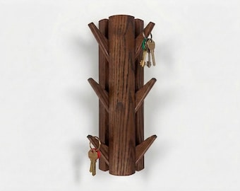 Wall Key Hanger Ash Wood | Entryway Organizer, Wooden Key Holder Rack