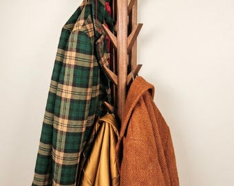 Heavy Winter Coat Rack for Wall, Jacket Clothes Organizer, Wooden Vertical Wall Hooks for Entryway, Modern Hallway Storage