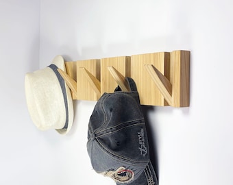 Modern wooden coat hanger, piano hooks, baseball hat rack, flip down wall hoooks, wall organizer