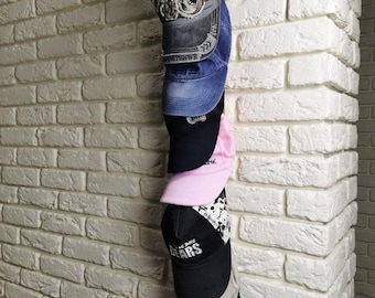 Baseball cap holder, wood functional wall rack versatile wall-mounted organizer, modern unique rack for the whole wall