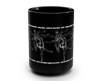 Black Mug, 15oz The Movement Mug - Hand drawn sketch by Robert | Fitness Mug | Movement | Positive Change | Gift | Movement is Life |