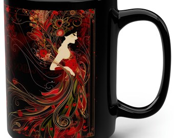 Black Mug, 15oz "She is the embodiment of Resilience, bending but never breaking" | Female Empowerment | Postive Mugs | Goddess Mugs |