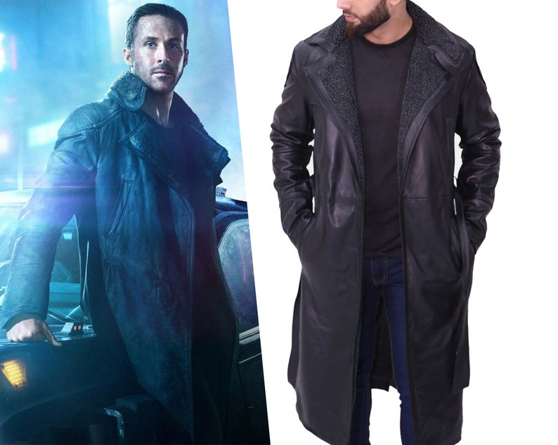 Blade Runner 2049 Ryan Cosplay Ryan Gosling Abrigo largo de cuero negro imagen 1