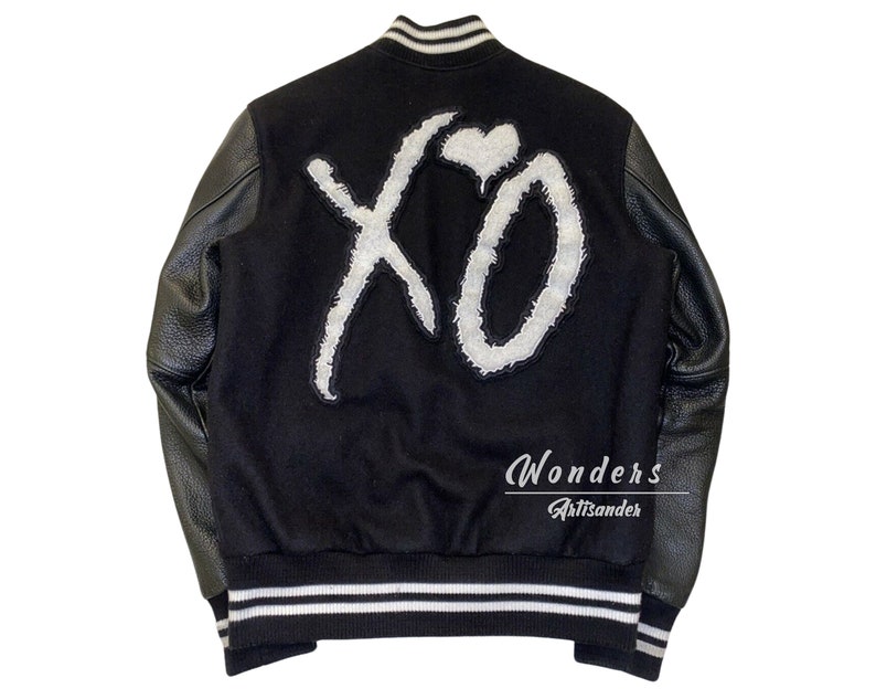 The Weeknd XO Varsity Jacket The Weeknd Award Tour XO Black Letterman Jacket zdjęcie 4