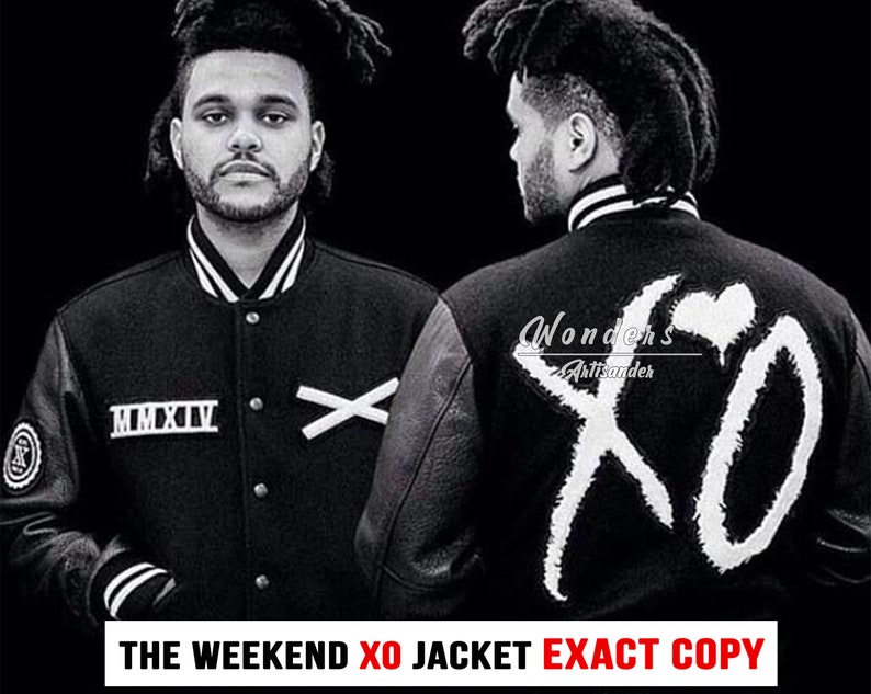 The Weeknd XO Varsity Jacket The Weeknd Award Tour XO Black Letterman Jacket zdjęcie 1