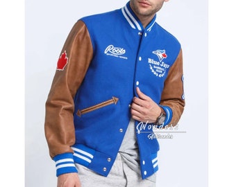 Toronto Blue Jays Baseball Letterman Jacket Wool & Leather Varsity Jacket