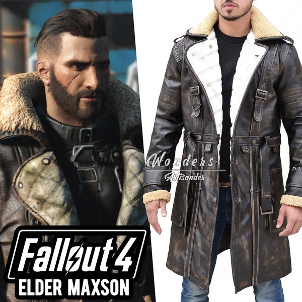 Elder Arthur Maxson Coat Cosplay Fallout 4 Costume Leather Coat