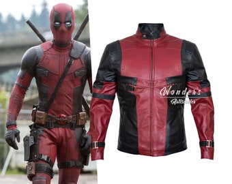 Déguisement Deadpool Ryan Reynolds cosplay inspiré veste en cuir rouge - Costume authentique à l'écran