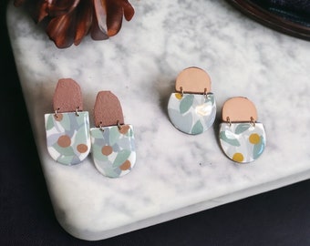 Spring Collection | Handpainted Floral Earrings Polymer Clay Drop Dangle Earrings Gift for Woman Handmade Colorful Minimalist Earrings