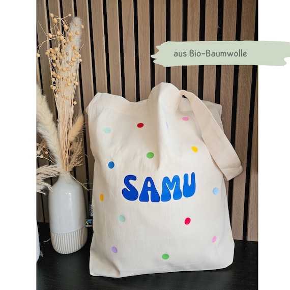 Stofftasche Bio-Baumwolle mit Namen I Kindertasche personalisierbar I Kinderstofftasche I  Tragetasche Kindergarten I Stoffbeutel Schule I