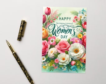 Carte de voeux florale pour la journée de la femme du 8 mars : célébrez-la avec des fleurs