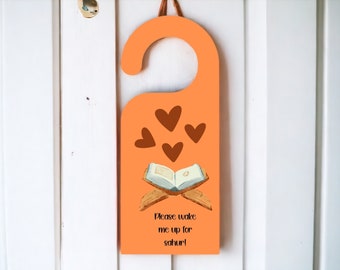 Ramadan Door Hanger for Muslim Kids, First Sahoor Decoration for Little Muslims, Quran Theme Door Hanger Islamic Decoration, 300 dpi