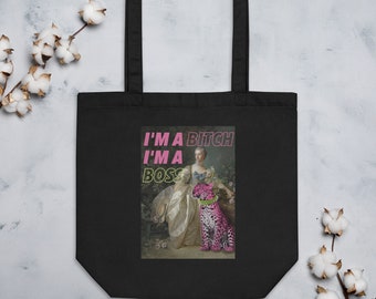 Badass tote bag, statement tote bag, eco tote bag, art tote bag, art bag