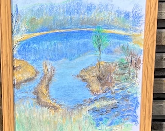 Landscape near Strzegom - soft pastels drawing A3 paper signed direct form artist Kamil Woj