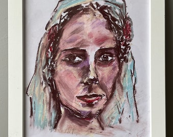 Peasant Woman  - pastels on paper 30x20 cm drawing