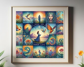 Spiritual Wall Art Digital, Meditation Decorative Printable Graphic, Fantasy Art, Mystic Wall Decor, Positive Energy Painting Print | 0059
