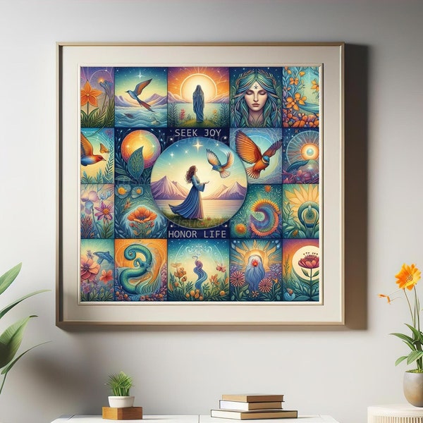 Spiritual Wall Art Digital, Meditation Decorative Printable Graphic, Fantasy Art, Mystic Wall Decor, Positive Energy Painting Print | 0059