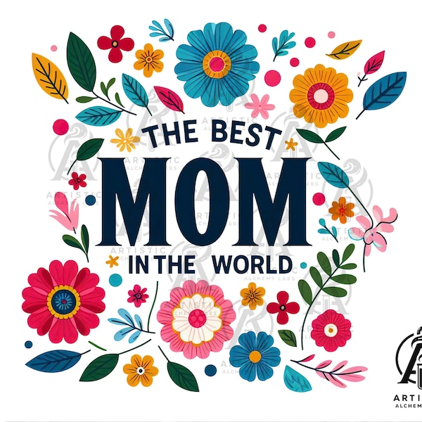 World's Best Mom Flower Mothers Day Boho PNG Sublimation Design, Printable Mom Graphics, Mama png, Mother Gift Clipart, Mom png | P0029