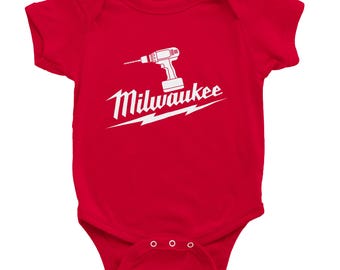 Milwaukee Tool Inspired Baby Onesie, Unique Toddler Birthday Bodysuit Gift, Funny Outfit