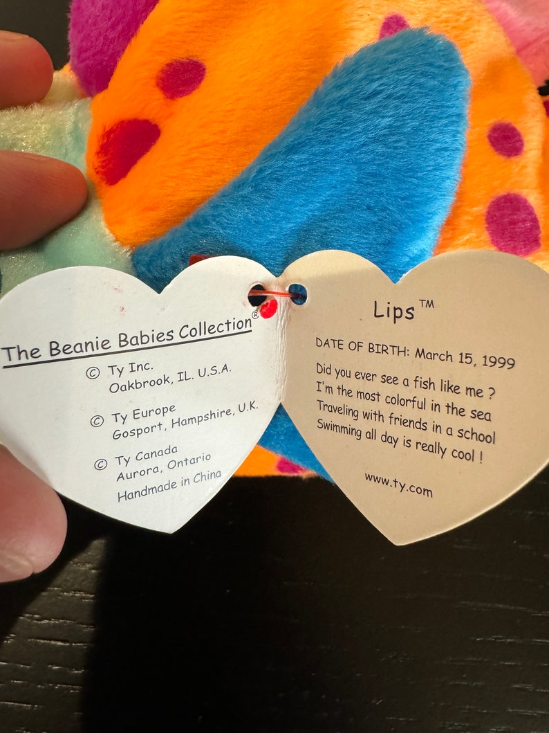 TY Lips Beanie Baby RARE With Tag Errors Etsy