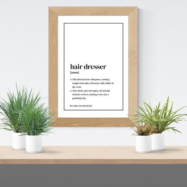 Chic Hairdresser Definition DIGITAL DOWNLOAD - Salon Decor, Hairstylist Gift, Beauty Studio Wall Art, Cosmetology Print, Printable Wall Art