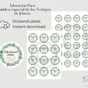 Adoración Pura, Asamblea especial de los Testigos de Jehová, autocollants imprimables, modèle d'épingle, téléchargement numérique instantané - x12 et x24 sur A4